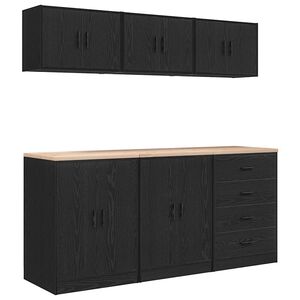 vidaXL Arm&aacute;rios de garagem 6 pcs derivados de madeira preto