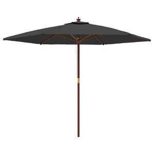 vidaXL Guarda-sol de jardim com poste de madeira 299x240 cm antracite