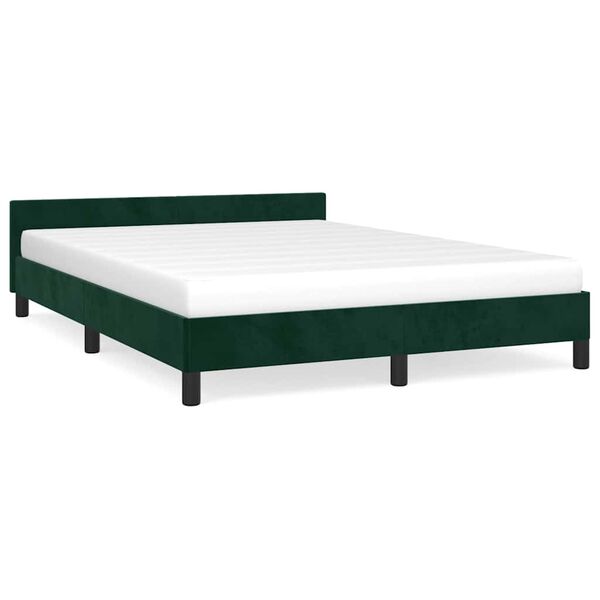 vidaXL Estrutura de cama sem colch&atilde;o 140x190 cm veludo verde-escuro