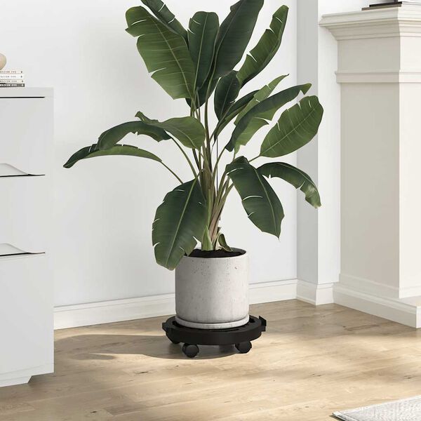 vidaXL Carrinhos de plantas c/ rodas 5 pcs di&acirc;metro 30 cm 170 kg preto