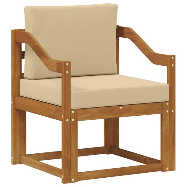 vidaXL Sof&aacute; exterior Madeira de Ac&aacute;cia maci&ccedil;a e Poli&eacute;ster Natural