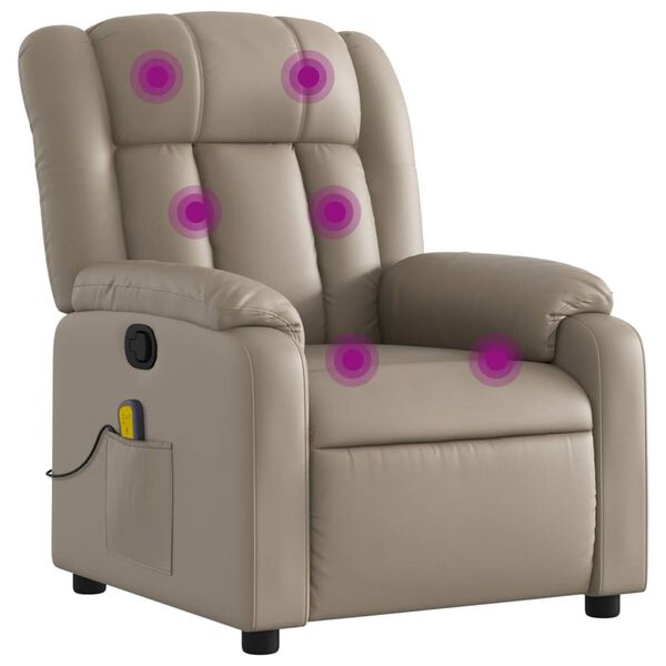 vidaXL Poltrona de massagens reclinável couro artificial cappuccino