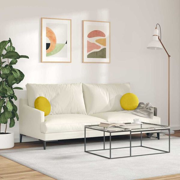 vidaXL Almofadas de Assento 2 pcs Amarelo &Oslash; 40 x 13 cm Veludo