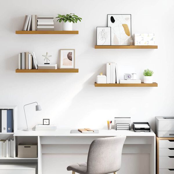 vidaXL Prateleira de Parede 4 pcs Bege 90 x 23,5 x 4 cm