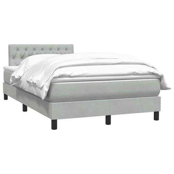 vidaXL Cama boxspring c/ colch&atilde;o 120x210 cm veludo cinzento-claro