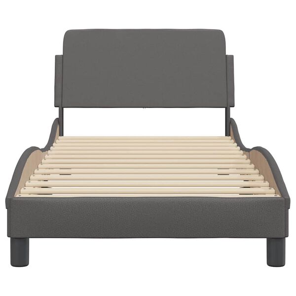 vidaXL Estrutura de cama Dover couro artificial 90x190 cm cinzento
