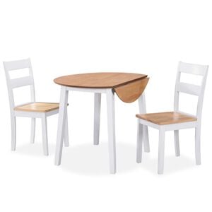 vidaXL Conjunto de jantar 3 pcs MDF e seringueira branco