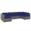 vidaXL 6 pcs conjunto lounge de jardim c/ almofad&otilde;es vime PE cinzento