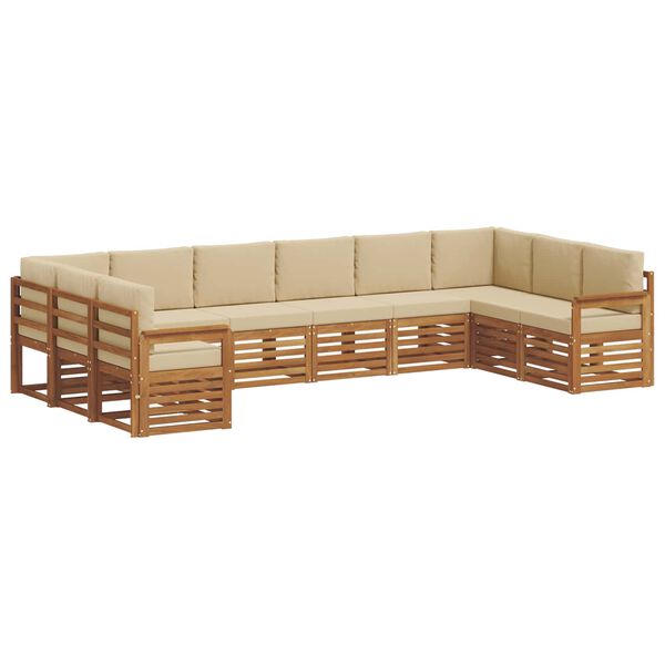 vidaXL Conjunto de Sof&aacute; Sectional com almofada 10 pcs Natural e Bege