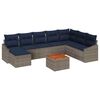 vidaXL Conjunto de Sof&aacute; de Jardim 9 pcs Cinza e Azul Marinho vime PE