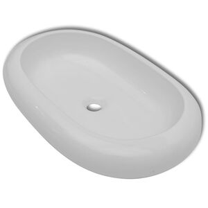 vidaXL Lavat&oacute;rio cer&acirc;mica 63 x 42 cm, forma oval / Branca