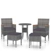 vidaXL 5 pcs conjunto lounge para jardim vime PE cinzento