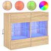 vidaXL M&oacute;vel parede p/ TV c/ luzes LED 78,5x30x60,5 cm carvalho sonoma