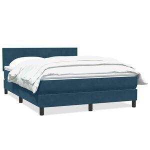 vidaXL Cama com molas/colch&atilde;o 140x210 cm veludo azul-escuro