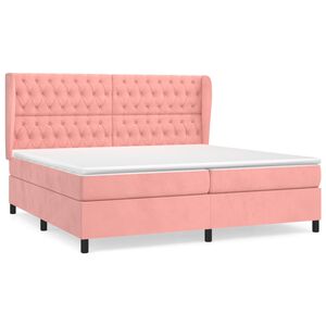 vidaXL Cama com molas/colch&atilde;o 200x200 cm veludo rosa