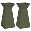 vidaXL Vaso de Pilar 2 pcs Verde-azeitona 35 x 35 x 73 cm