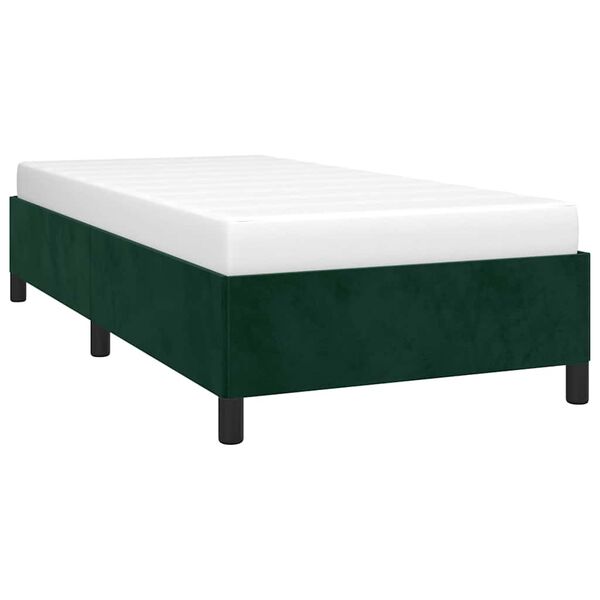 vidaXL Estrutura de cama sem colch&atilde;o 90x200 cm veludo verde-escuro
