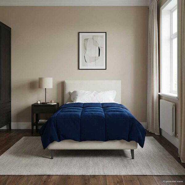 vidaXL Duvet de Ano Inteiro Azul Escuro 135 x 220 cm Microfibra