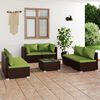 vidaXL 7 pcs conjunto lounge de jardim c/ almofad&otilde;es vime PE castanho