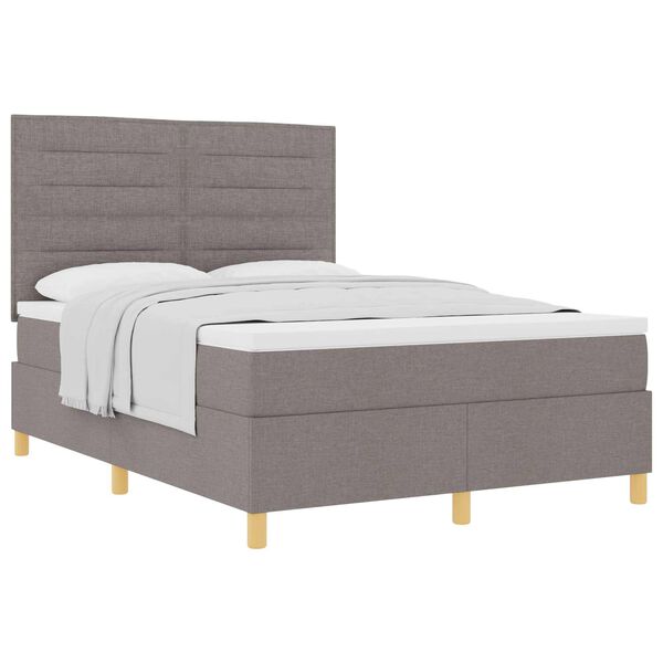 vidaXL Cama Box com colch&atilde;o Cinzento-acastanhado 160 x 200 cm tecido