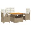 vidaXL 4 pcs conjunto de jantar p/ jardim c/ almofad&otilde;es vime PE bege