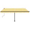 vidaXL Toldo retr&aacute;til manual com LED 400x350 cm amarelo e branco