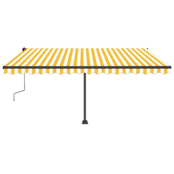 vidaXL Toldo retr&aacute;til manual com LED 400x350 cm amarelo e branco