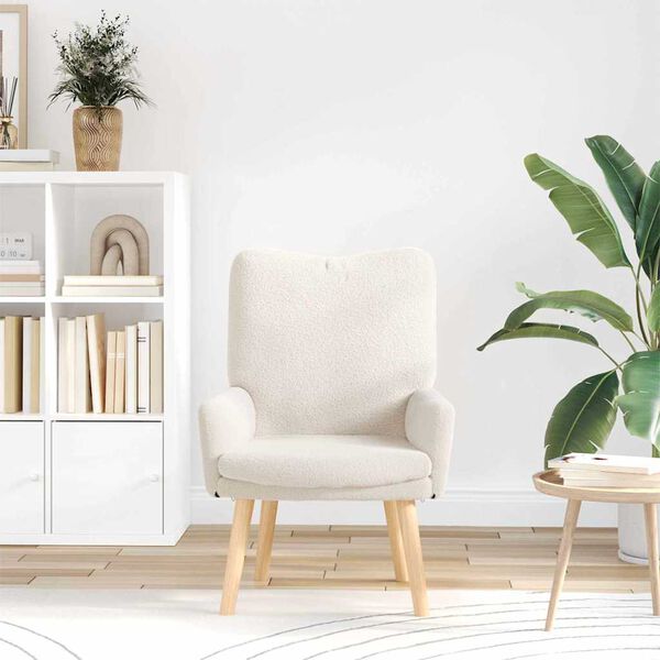vidaXL poltrona Creme 63 x 67 x 94 cm Tecido de Ovelha e Compensado