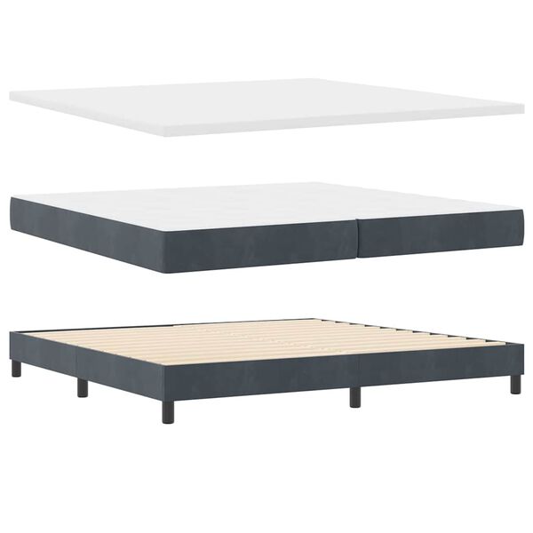 vidaXL Cama Box com colch&atilde;o Cinza Escuro 200 x 200 cm Veludo