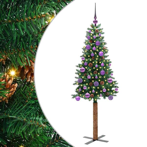 vidaXL &Aacute;rvore de Natal Slim com 150 LEDs com suporte Verde 150 cm