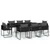 vidaXL 9 pcs conjunto de jantar para jardim preto