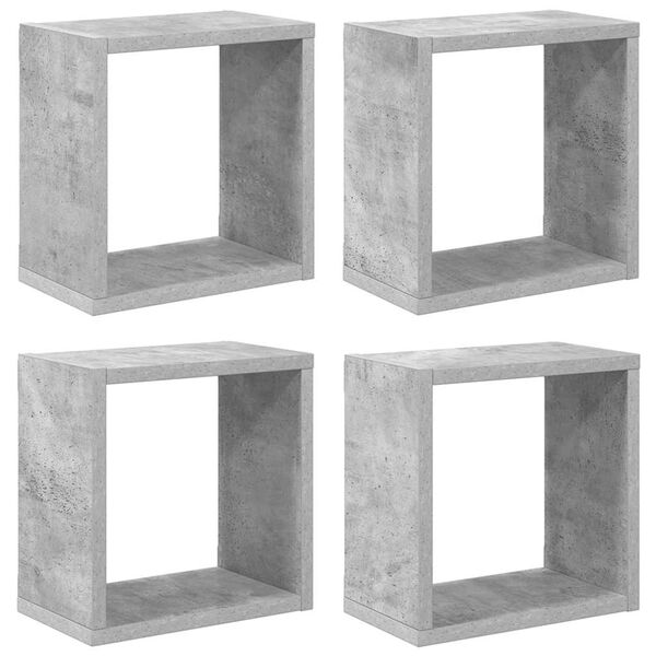 vidaXL Prateleiras parede forma de cubo 4pcs 26x15x26 cm cinza cimento