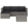 vidaXL 3 pcs conjunto lounge de jardim c/ almofad&otilde;es vime PE cinzento