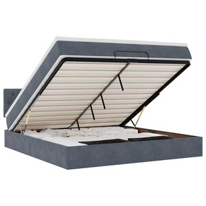vidaXL Estrutura de cama otomana com colch&atilde;o 180x200cm cinzento escuro
