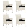 vidaXL Cadeiras de jardim com almofad&otilde;es 4 pcs vime PE branco