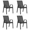 vidaXL Cadeiras de jardim empilh&aacute;veis 4 pcs textilene preto