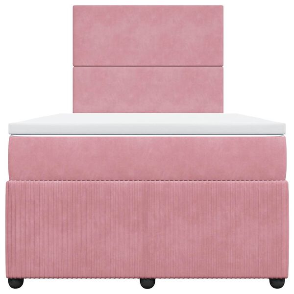 vidaXL Cama boxspring com colch&atilde;o 120x190 cm veludo rosa