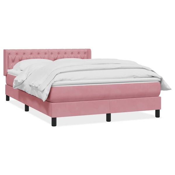 vidaXL Cama com molas/colch&atilde;o 160x220 cm veludo rosa