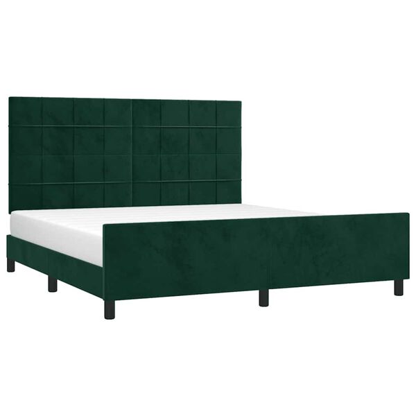 vidaXL Estrutura de cama sem colch&atilde;o 160x200 cm veludo verde-escuro