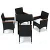 vidaXL 5 pcs conjunto de jantar p/ jardim c/ almofad&otilde;es vime PE preto