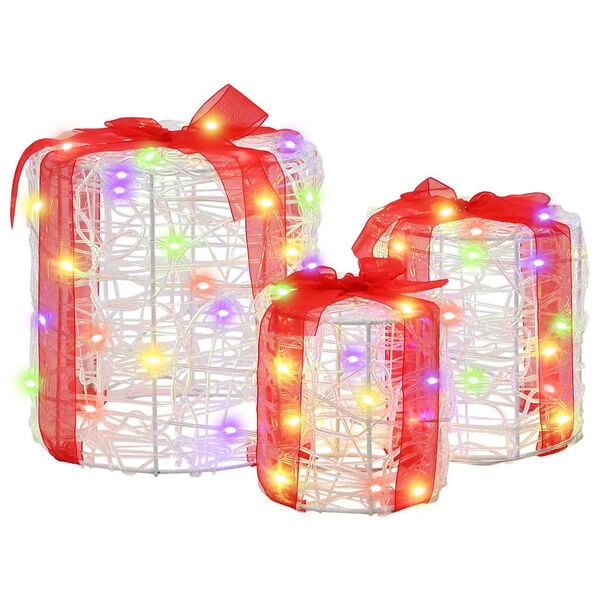 vidaXL Decora&ccedil;&atilde;o Caixa de Presente 3 pcs colorido 20 x 20 x 21 cm