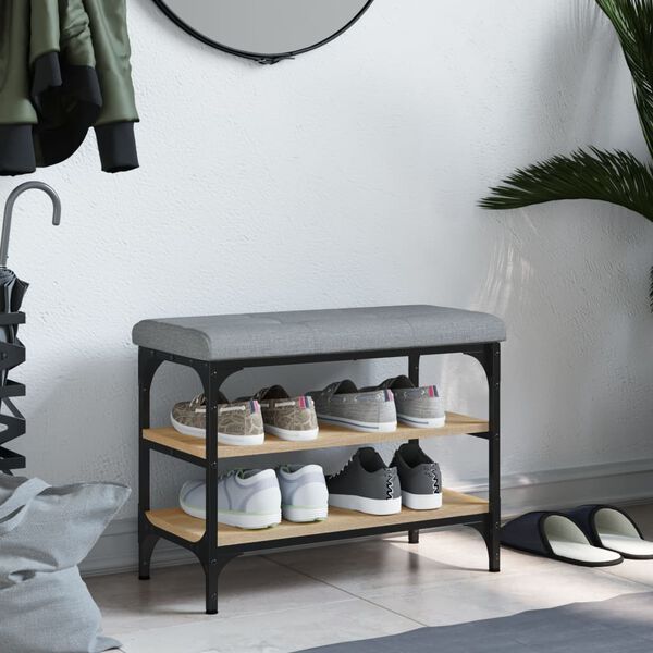 vidaXL Banco sapateira 62x32x47 cm derivados madeira carvalho sonoma