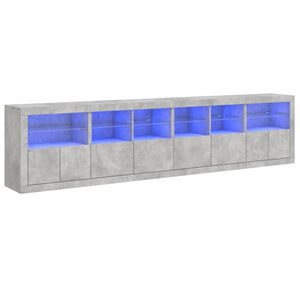 vidaXL Aparador com luzes LED 283x37x67 cm cinzento cimento