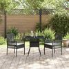 vidaXL Conjunto de Jantar para Jardim 3 pcs Preto vime PE