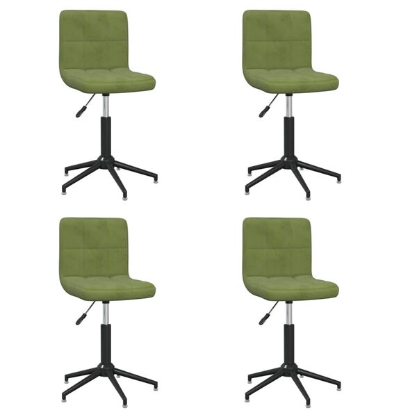 vidaXL Cadeiras de jantar girat&oacute;rias 4 pcs veludo verde-claro