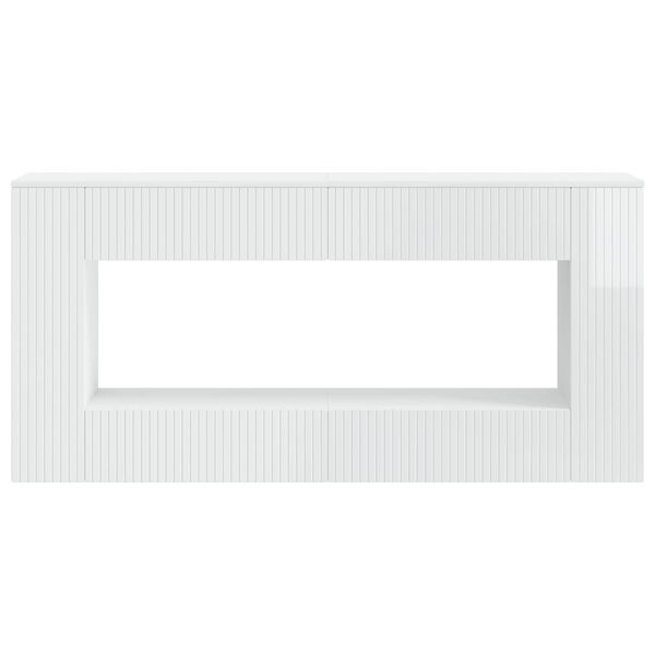 vidaXL Aparador Riscas Branco Alto Brilho 155 x 29 x 74 cm