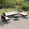 vidaXL 9 pcs conjunto lounge de jardim c/ almofad&otilde;es vime PE preto