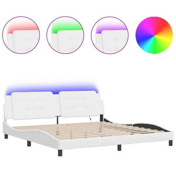 vidaXL Estrutura de cama com LED sem colch&atilde;o Zadar 200x200 cm branco