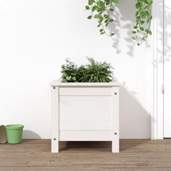 vidaXL Vaso/floreira de jardim 40x40x39 cm pinho maci&ccedil;o branco