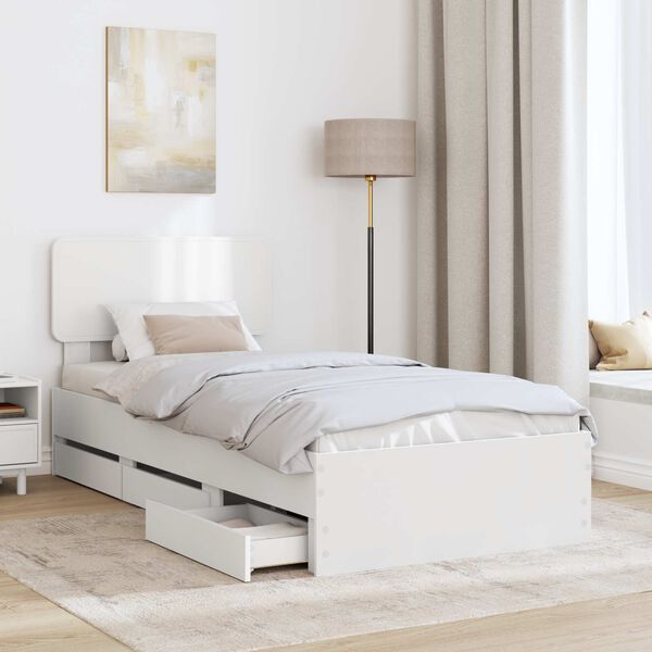 vidaXL Estrutura da Cama Branco 100 x 200 cm Madeira engenheirada